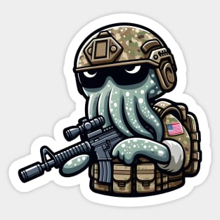 Tactical Octopus Adventure Tee: Where Intelligence Meets Style Sticker